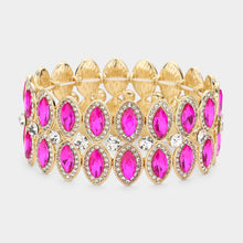 fuchsia crystal marquise stretch bracelet