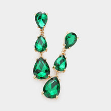 emerald green tear drop jewellery crystal statement earrings jewelry fashion style 