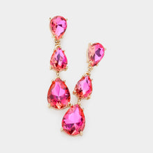 fuchsia crystal tear drop earrings statement jewellery jewelry costume imitation jewelry fashion style 