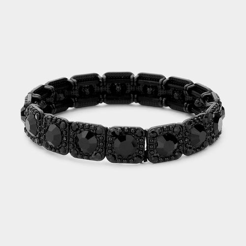 LEVINE Jet Black Crystal Stretch Bracelet