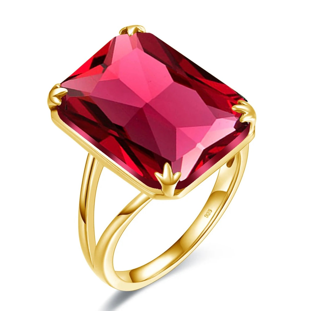 DIERDRE Multi Faceted Gemstone Crystal Gold Plated Ring - (3 Colours)