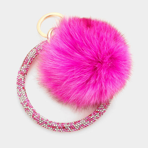 BLING Fur Pompoms Keychains -  10 Colours