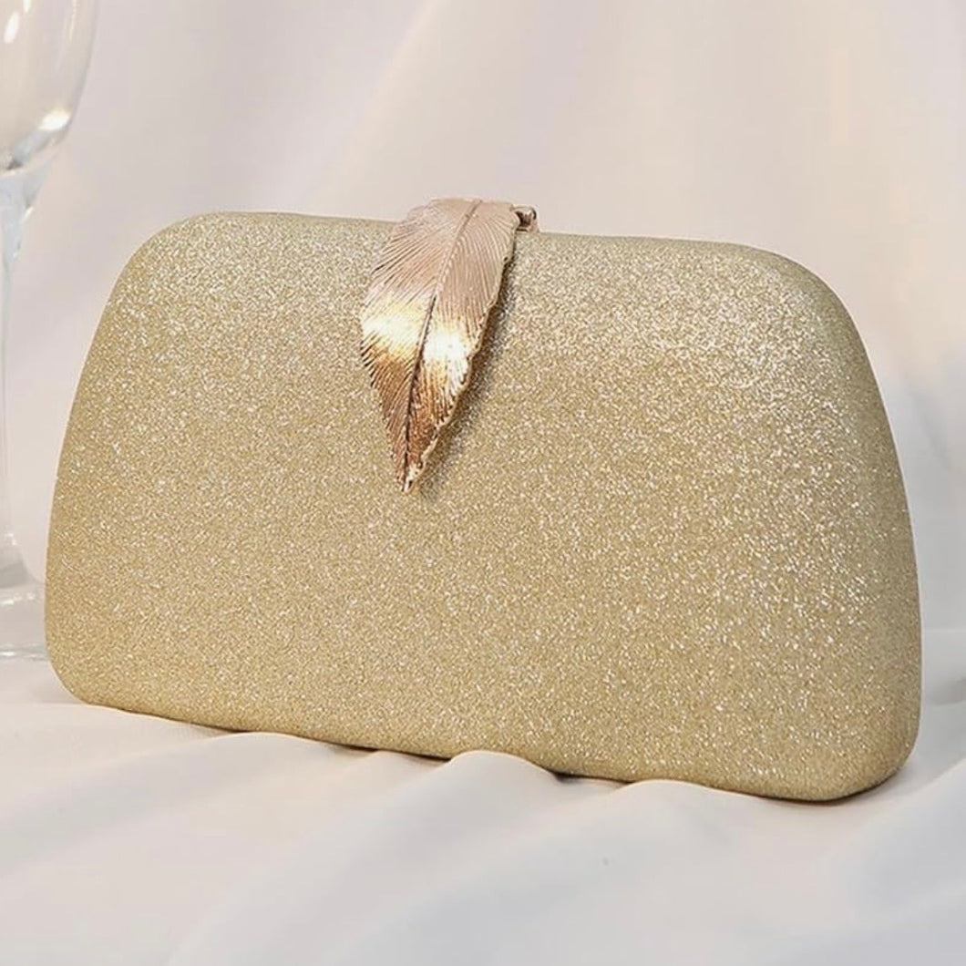 Lumière Sparkle Clutch Bag With Leaf Closure - 3 Colours