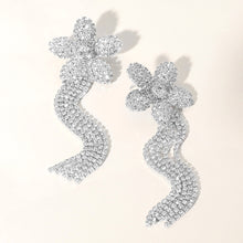 SERAPHINA Flower Top Rhinestone Fringe Earrings - 2 Colour Options