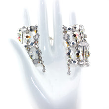 LIZ Silver Tone Preciosa Crystal Bendable Bracelet Cuff