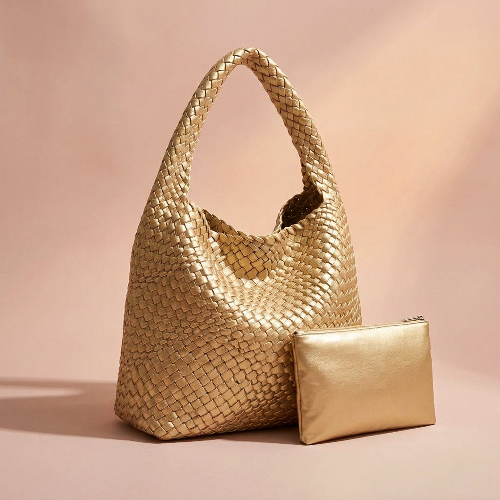 AURELIA Vegan Leather Woven Hobo Bag - 2 Colours