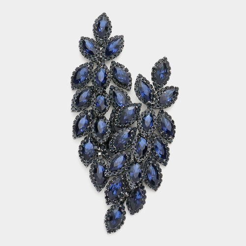 EVA Crystal Leaf Cluster Marquis Earrings- 11 Colours
