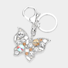 MULTI STONE METAL BUTTERFLY Keychain- 2 colours