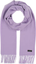 Lavender scarf with fringes on a white background