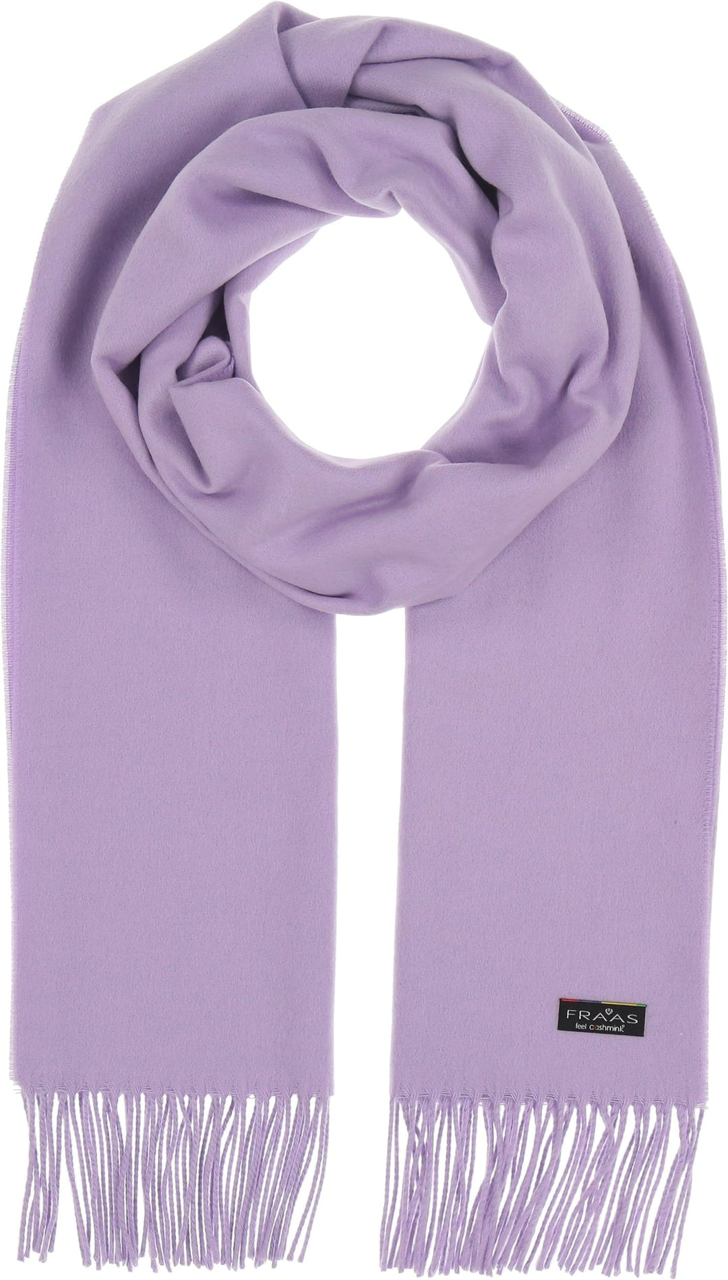 Lavender scarf with fringes on a white background