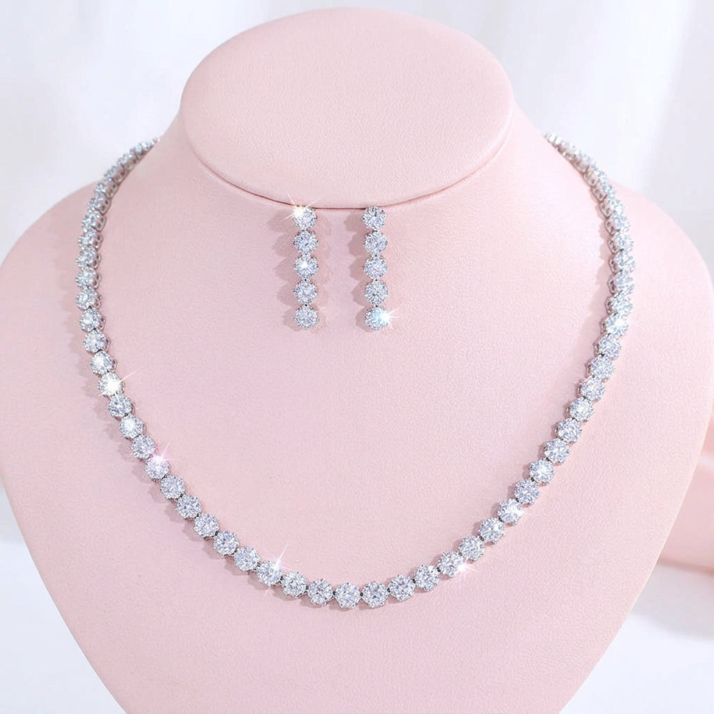 Designer jewellery accessories necklace set earrings cubic zirconia crystal evening weddings bridal 