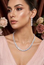 Evening jewellery accessories necklace set weddings bridal showers cubic zirconia crystal silver