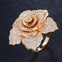 VERONA Cubic Zirconia Statement Rose Ring - Gold or Silver