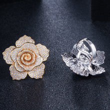VERONA Cubic Zirconia Statement Rose Ring - Gold or Silver