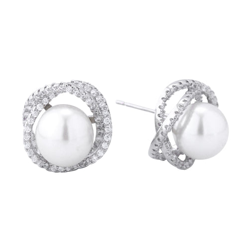 VICTORIA Pearl Crystal Cubic Zirconia Earrings