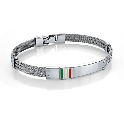 Stainless Steel 3-Row Cable Square Italy Flag Bangle