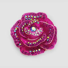 FIOLA Fushia Pink Rose Flower Gold Broach