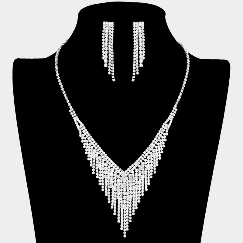 RIRI Rhinestone Fringe Necklace Set – ARTEMIS THE BOUTIQUE