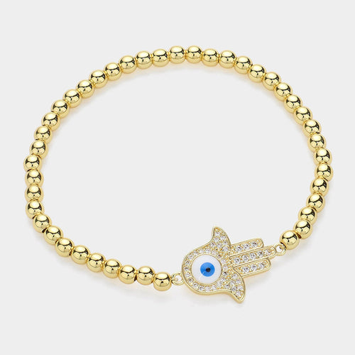PROTECTION Stainless Steel Beaded Evil Eye Bracelet - Gold or Silver