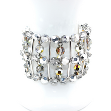 LIZ Silver Tone Preciosa Crystal Bendable Bracelet Cuff