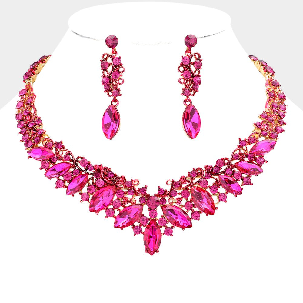LEA Pink Crystal Necklace Set