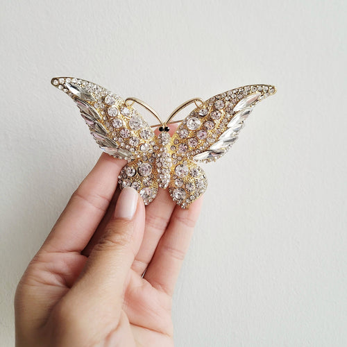 GIANNA GOLDEN BUTTERFLY Crystal Broach