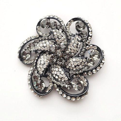 TYLIE Flower Pewter Swarovski Crystal Broach