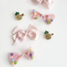 Pineapple Pink Bow Hair Clips