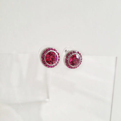 LANIE Fuschia Swarovski Crystal Stud Earrings