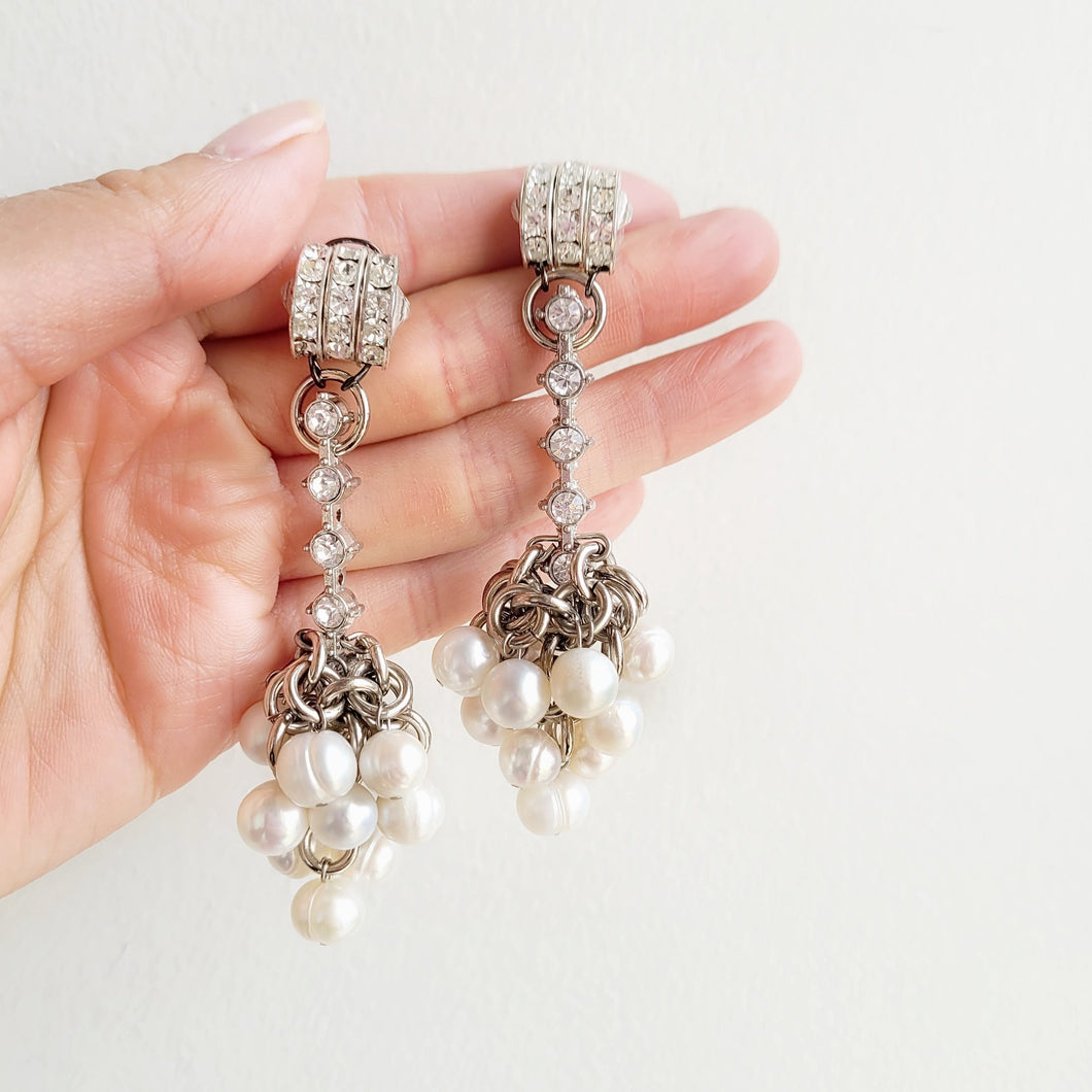 NIKKY Pearl Cluster Crystal Earrings