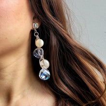 TALIA Modern Pearl Drop Crystal Earrings