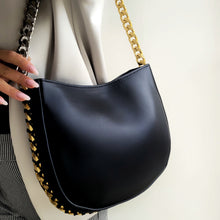 Half Moon Two Tone Chain Handbag