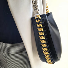 Half Moon Two Tone Chain Handbag