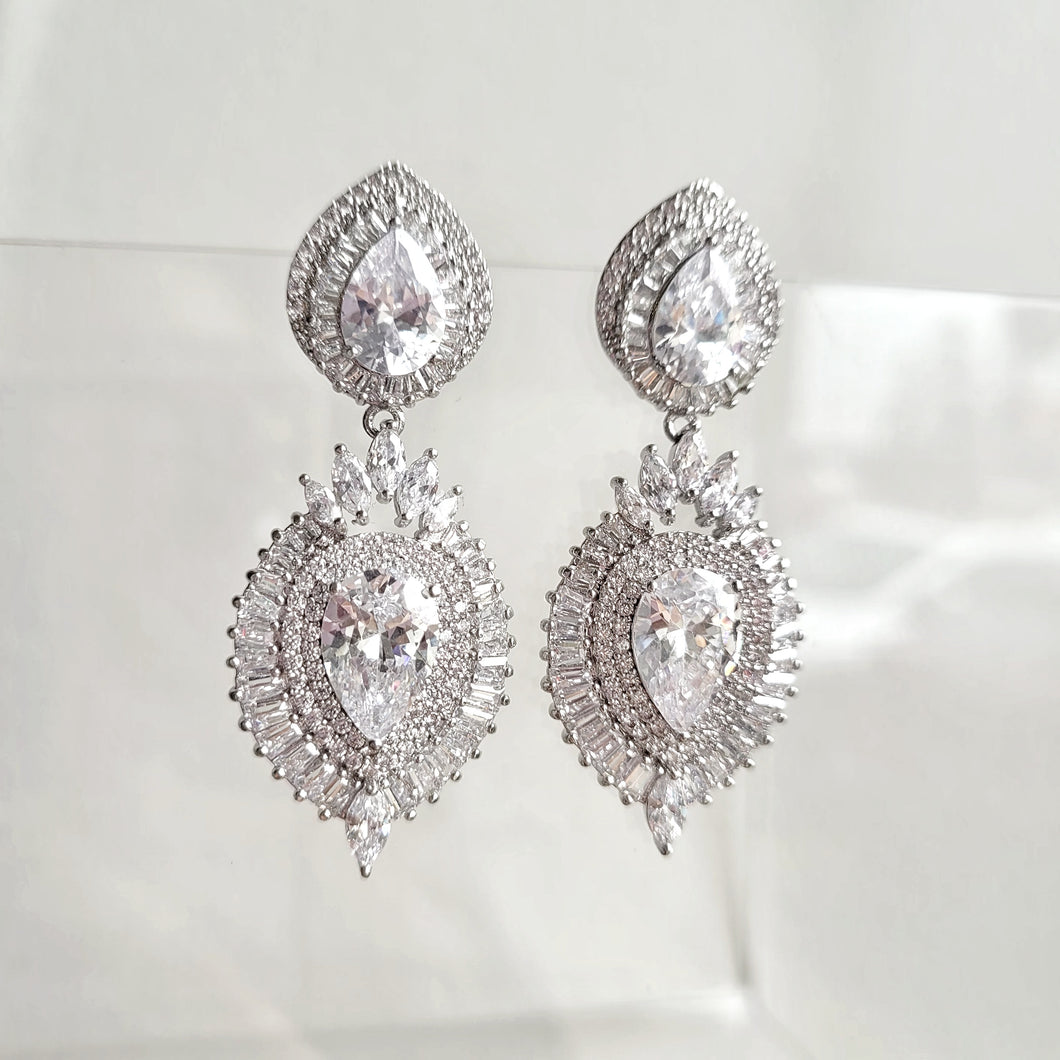 NIKA Tear Drop Bridal Crystal Earrings