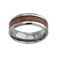 KOA Men's Stainless Steel Ring with Koa Wood Inlay