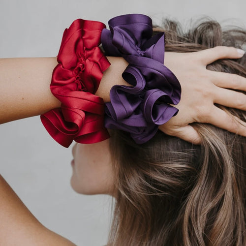 Satin Trim Lux Scrunchies