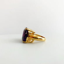 PURPLE RAIN Faceted Amethyst Crystal Gold Plated Ring