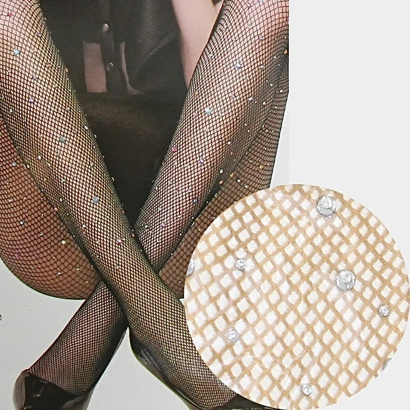 Crystal Embellished Fishnet Pantyhose Tights - Nude – ARTEMIS THE BOUTIQUE