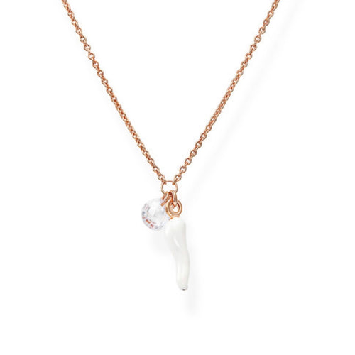 LUCKY HORN White Necklace - Amen Collection