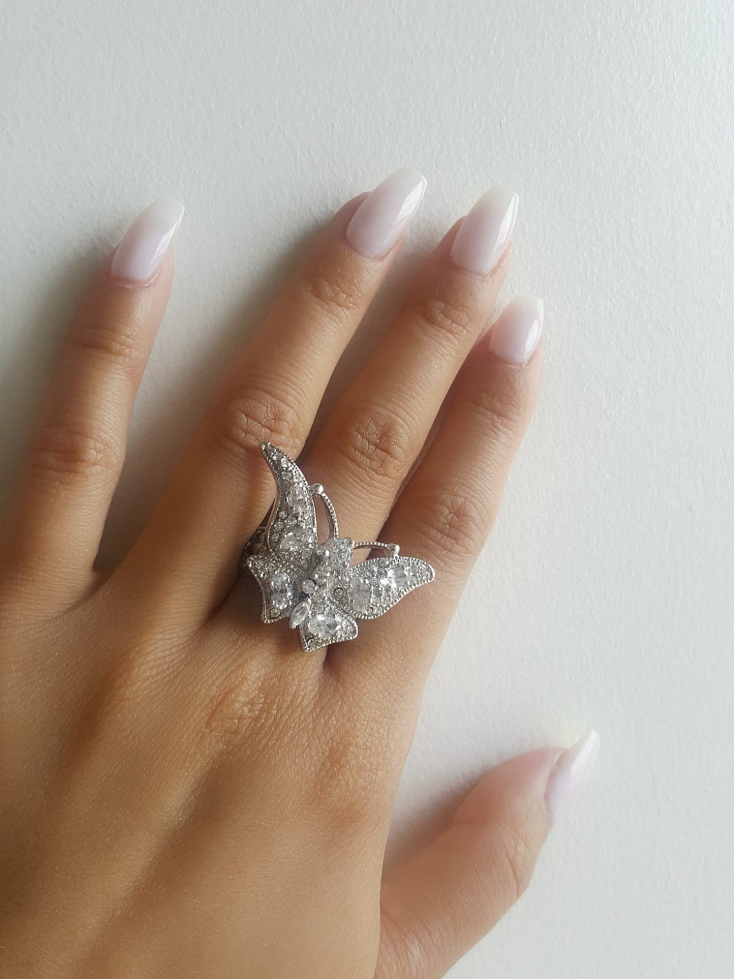 VITA Silver Crystal Butterfly Ring