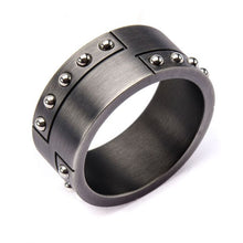 GUNMENTAL Men's Essential Titanium Ring with Silver Studs