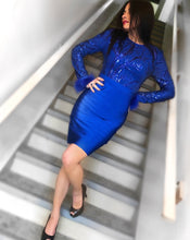 Cobalt Blue Long Sleeve Dress With Feature Cuffs