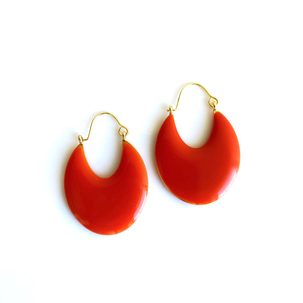CITRUS Orange Enamel Disc Earrings