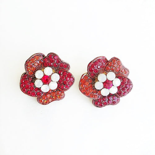 EMMA Crystal Floral Clip On Earrings