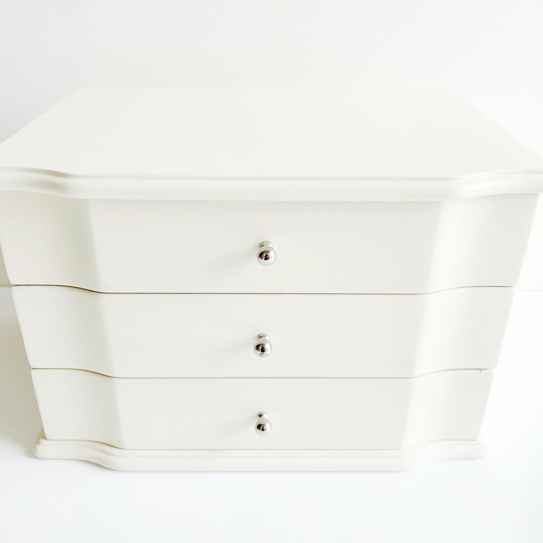 Off-White Wooden Jewellery Box With Drawers