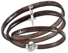 LORD’S PRAYER Unisex Brown Genuine Leather Wrap Bracelet with Charm - Amen Collection