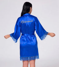 Wedding Party Satin Robes With Lace Trim