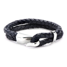 SKYHOOK Men's Navy Blue Genuine Leather Bracelet
