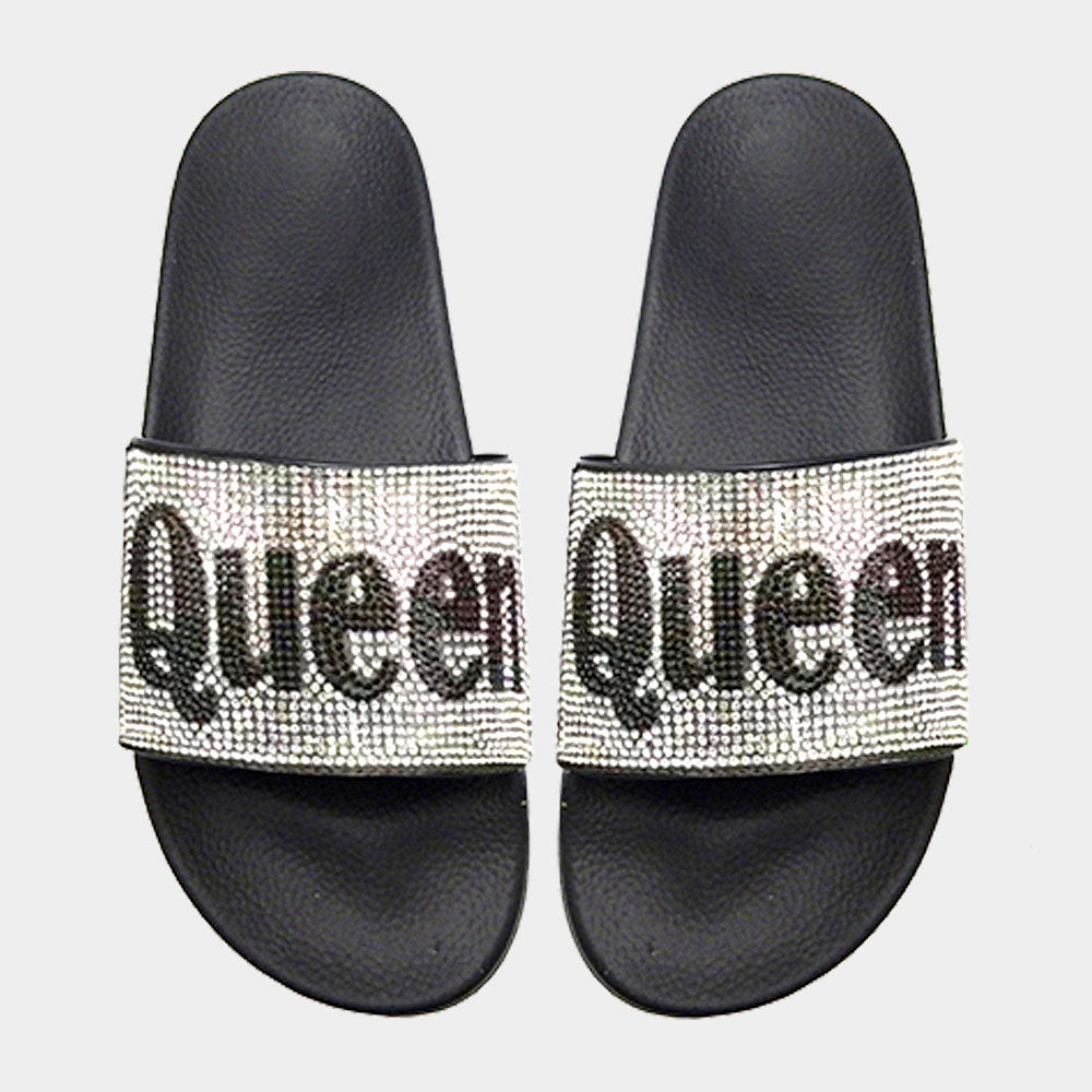 Queen Crystal Pave Slides