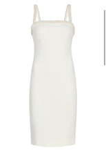 BLAINE White Pearl Detailed Strap Sheath Dress